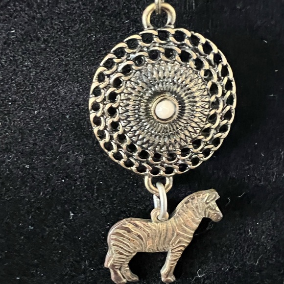 Zebra dangle Earrings are bronze color 3” - Picture 7 of 9